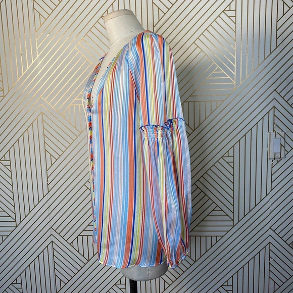Tanya‎ Taylor Illa Silk Blouse Summer Stripe Print - Picture 6 of 12